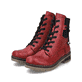Feuerrote Rieker Damen Schnürstiefel Y7431-35 mit einem Reißverschluss. Schuhpaar seitlich schräg.