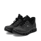 Dunkelgraue Rieker Damen Sneaker Low M6065-45 mit easy Hineinschlüpf-Möglichkeit. Schuhpaar seitlich schräg.