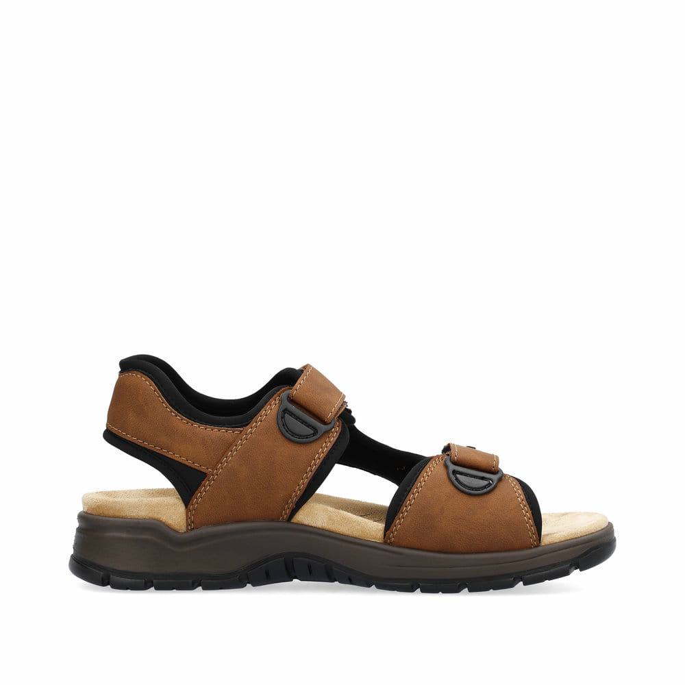 Braune Rieker Herren Trekkingsandalen 26955-24 mit einem Klettverschluss. Schuh Innenseite.