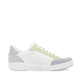 Weiße Rieker Damen Sneaker Low 41909-81 mit Schnürung sowie super leichter Sohle. Schuh Innenseite.