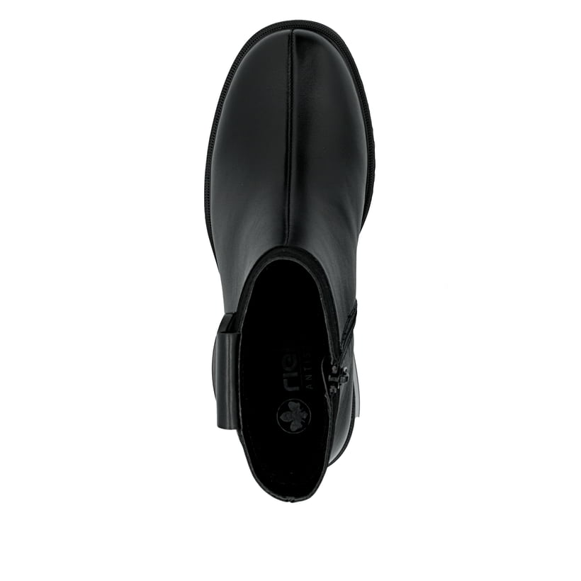 Schwarze Rieker Damen Stiefeletten Y5253-00 aus Glattleder. Schuh von oben.