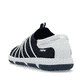 Blaue Rieker Damen Slipper 42450-14 mit einem Gummizug sowie der Extraweite H. Schuh von hinten.