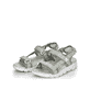 Weiße waschbare Rieker Damen Trekkingsandalen V8401-91 mit flexibler Sohle. Schuh Außenseite gespiegelt.