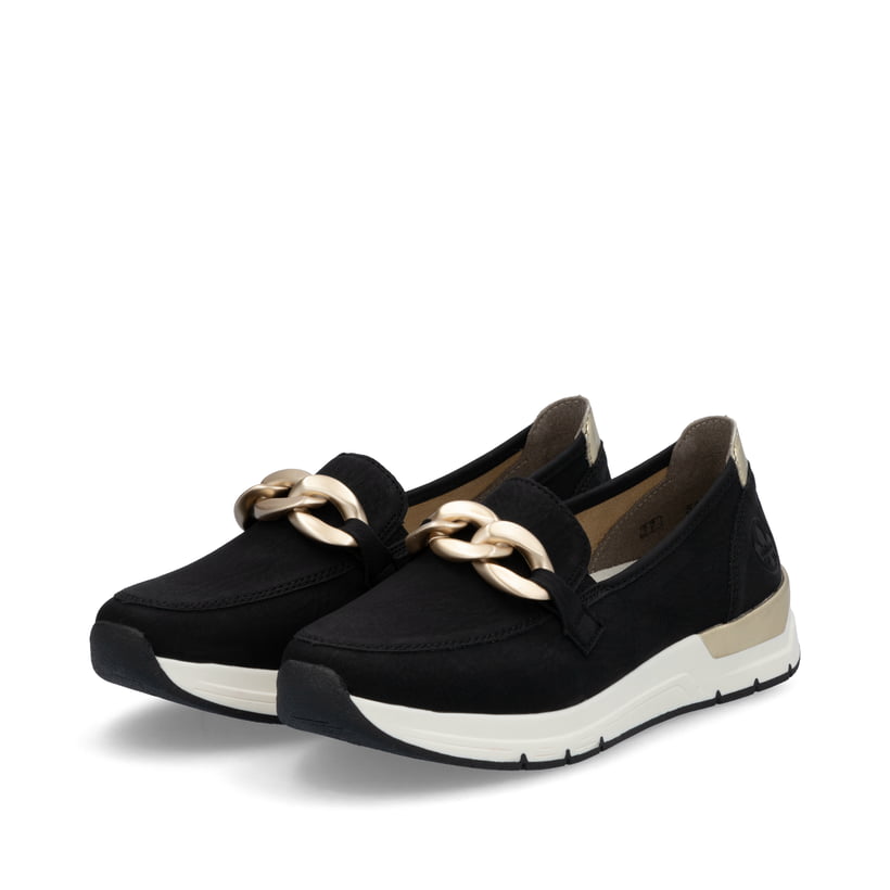 Mocassins Rieker Femme 47550 - Noir - Confort Automne-Hiver