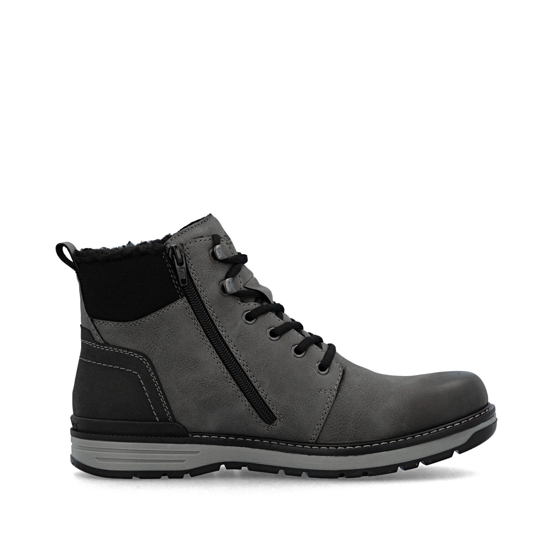 Graue Rieker Herren Schnürstiefel 39442-45 mit wasserabweisender TEX-Membran. Schuh Innenseite.