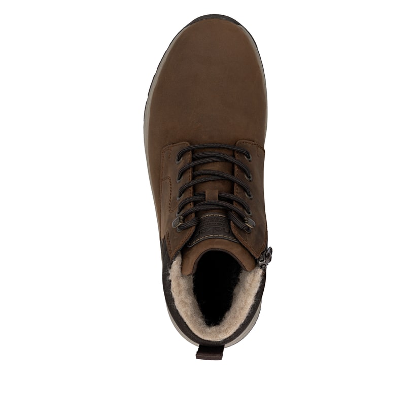 Braune Rieker Herren Schnürstiefel 11004-22 aus Glattleder. Schuh von oben.
