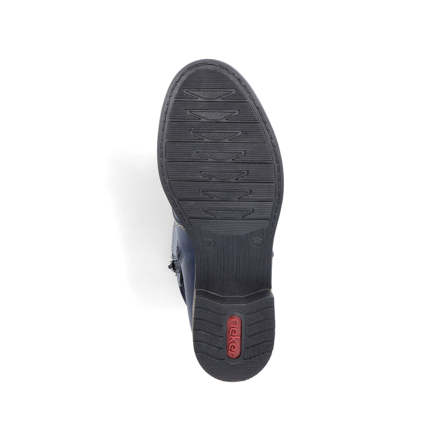 Asphaltschwarze Rieker Damen Stiefeletten 71675-01 mit Reißverschluss. Schuh Innenseite