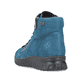 Blaue Rieker Damen Schnürstiefel 59010-12 mit wasserabweisender TEX-Membran. Schuh von hinten.