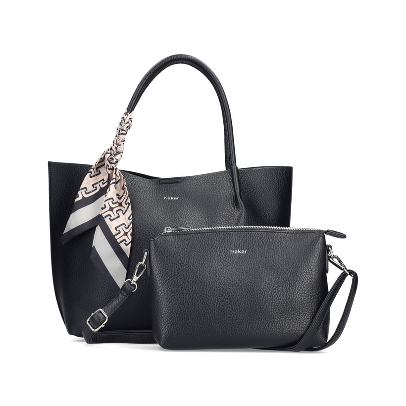 Sac Ã  main Rieker H1399-00 noir avec foulard Niki et fermeture magnétique. Devant.