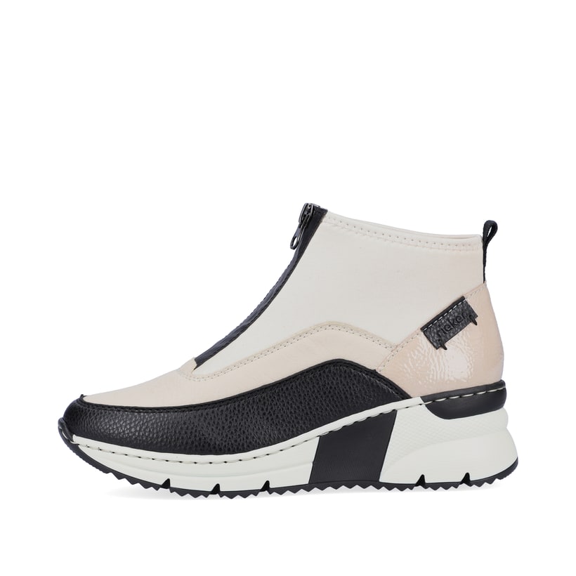 Beige Rieker Damen Sneaker High N6352-60 mit leichter und dämpfender Sohle. Schuh Außenseite.