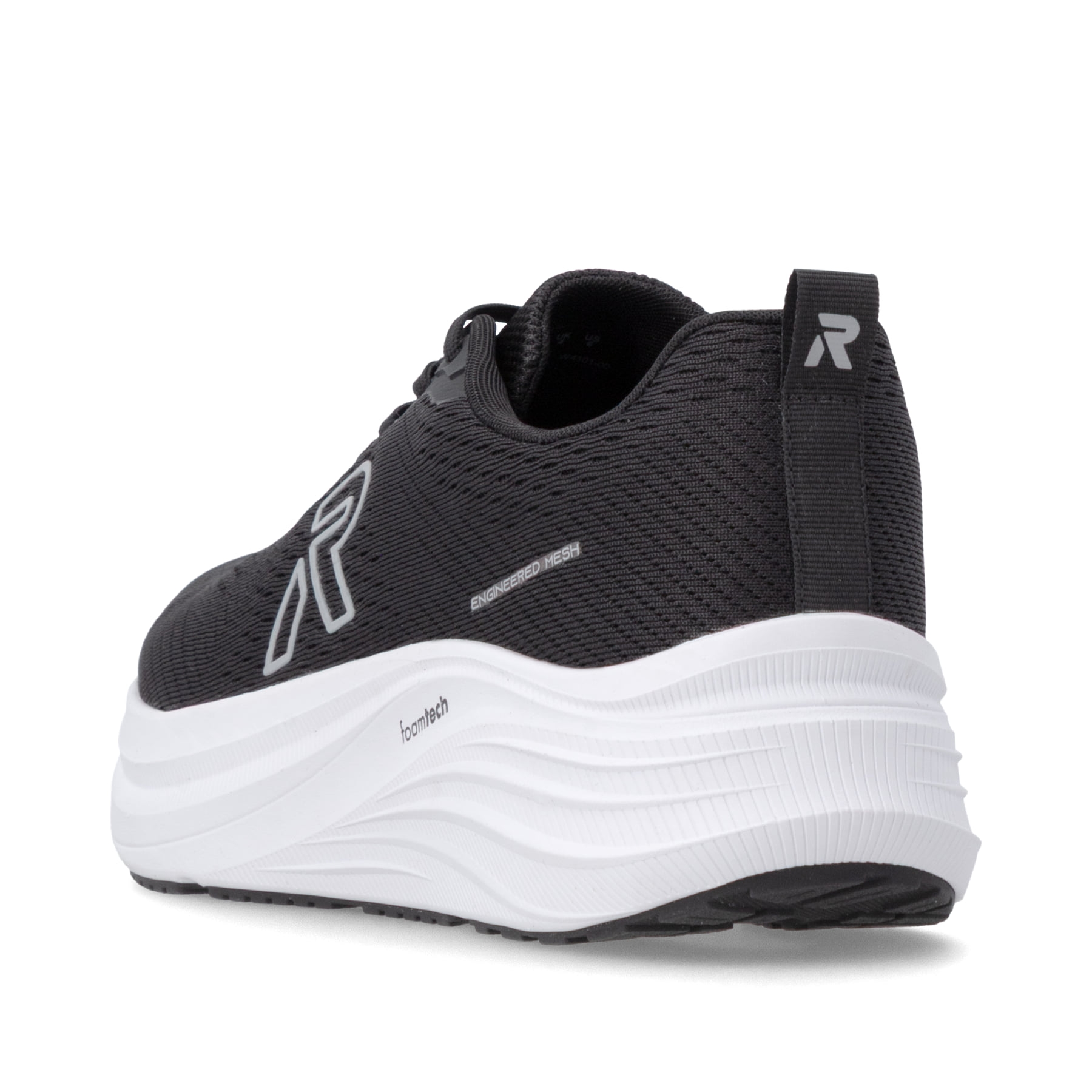 Baskets basses Rieker noires pour homme U4101-00 avec lacets. Chaussure vue de l'arrière.