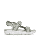 Weiße waschbare Rieker Damen Trekkingsandalen V8401-91 mit flexibler Sohle. Schuh Außenseite gespiegelt.