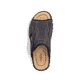 Schwarze Rieker Herren Pantoletten 25093-00 mit Elastikeinsatz sowie Ziernähten. Schuh von oben.
