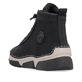 Schwarze Rieker Damen Schnürstiefel 45912-00 mit markanter Anflechter-Naht. Schuh von hinten.