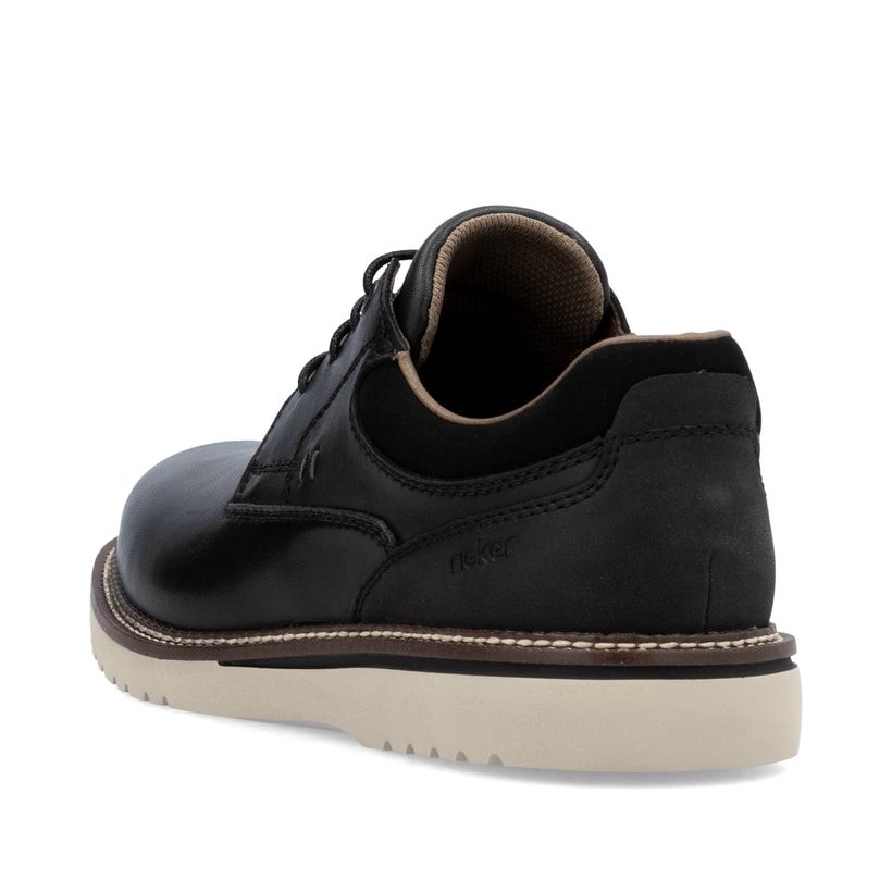 Chaussures à lacets Rieker noires pour homme 04501-00. Chaussure vue de l'arrière.