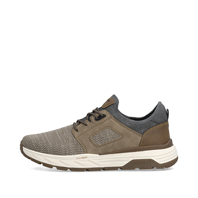 Beige Rieker Herren Slipper 06150-64 mit einem Gummizug sowie einem Gel-Fußbett. Schuh Außenseite.