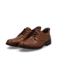 Braune Rieker Herren Slipper 10353-24 mit easy Hineinschlüpf-Möglichkeit. Schuhpaar seitlich schräg.