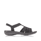 Schwarze Rieker Damen Riemchensandalen 60870-00 mit einem Elastikeinsatz. Schuh Innenseite.