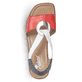 Rote Rieker Riemchensandaletten 62662-35 mit einem Gummizug. Schuh von oben.
