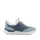 Blaue Rieker Damen Slipper 58962-10 mit easy Hineinschlüpf-Möglichkeit. Schuh Innenseite.