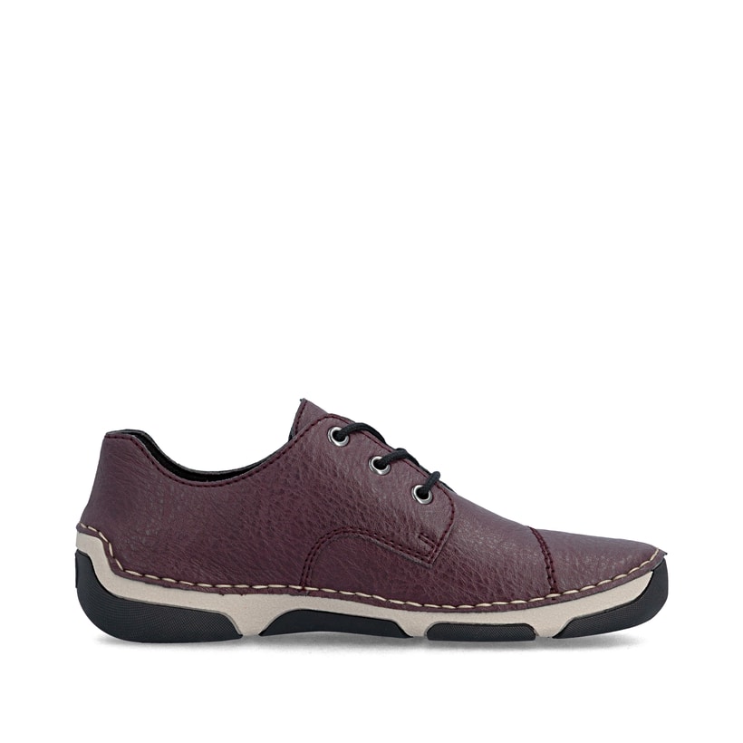 Brombeerfarbene Rieker Damen Schnürschuhe 55920-30 mit modernen Ziernähten. Schuh Innenseite.