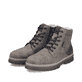 Grau-braune Rieker Herren Schnürstiefel F7010-25 mit modernen Ziernähten. Schuhpaar seitlich schräg.