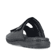 Schwarze Rieker Herren Pantoletten 25590-00 mit einem Klettverschluss. Schuh von hinten.