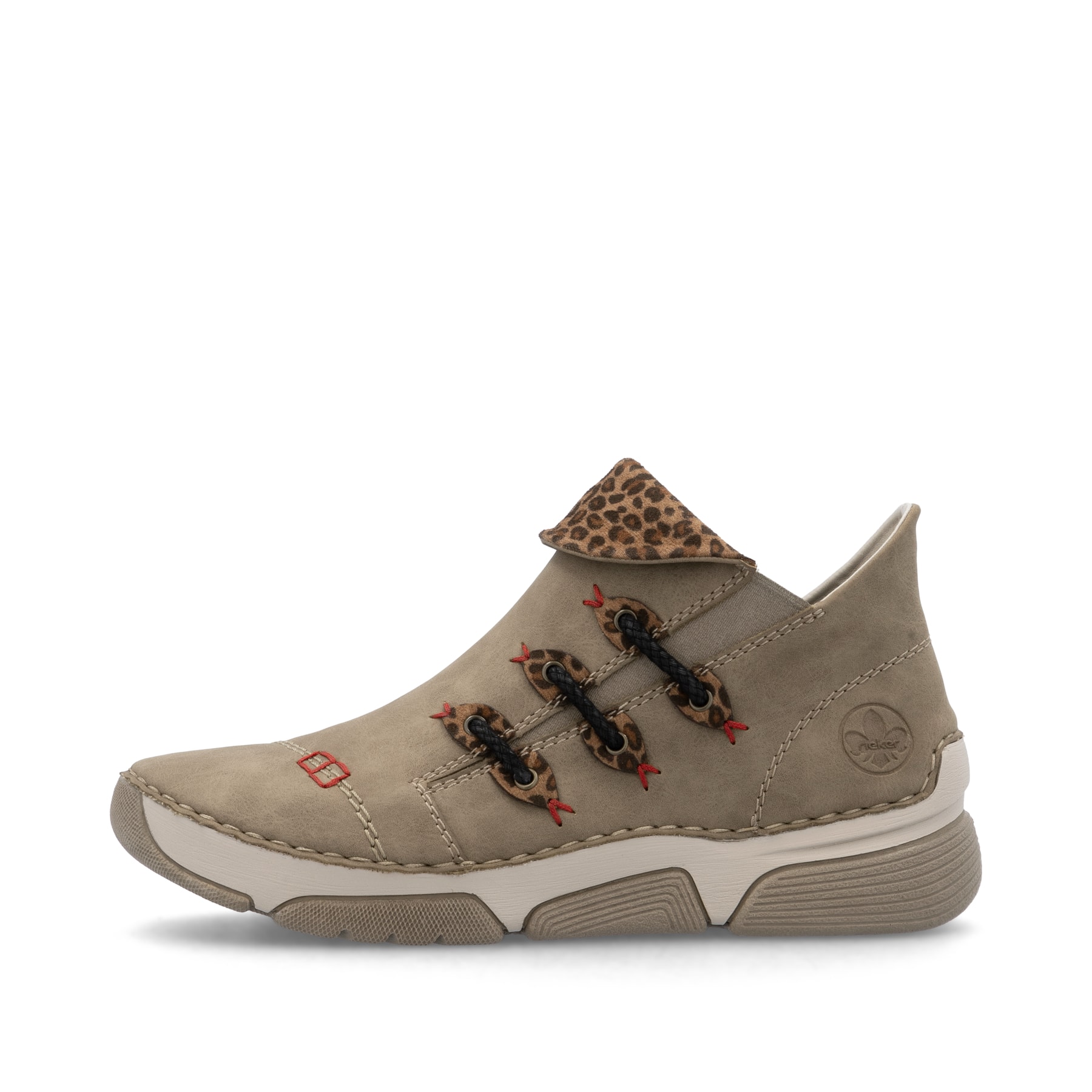 Beige Rieker Damen Kurzstiefel 45983-64 mit einem Reißverschluss. Schuh Außenseite.