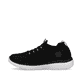 Schwarze Rieker Damen Slipper M5074-00 mit ultra leichter und flexibler Sohle. Schuh Außenseite gespiegelt.