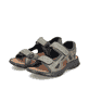 Grüne Rieker Herren Trekkingsandalen 26761-54 mit einem Klettverschluss. Schuhpaar seitlich schräg.