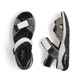 Grüne Rieker Damen Trekkingsandalen 67651-54 mit Rieker Air Sohlenfenster. Schuh von oben, liegend.