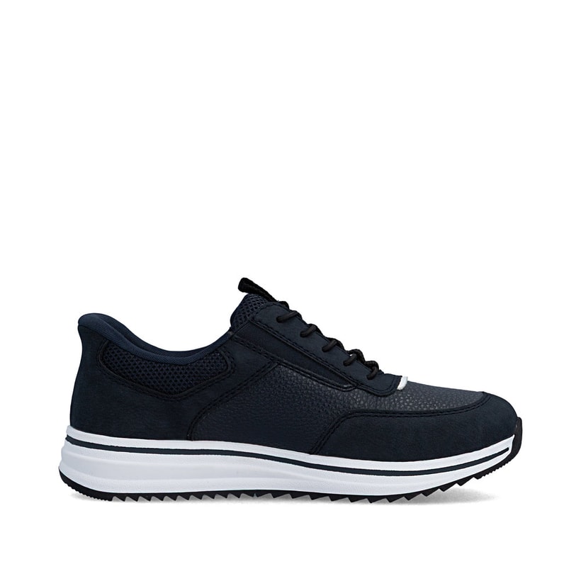 Blaue Rieker Damen Slipper L5850-14 mit Ready2GO easy in Funktion sowie Gummizug. Schuh Innenseite.