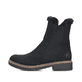 Schwarze Rieker Damen Chelsea Boots Z5076-00 mit Fellschaftrand. Schuh Außenseite.