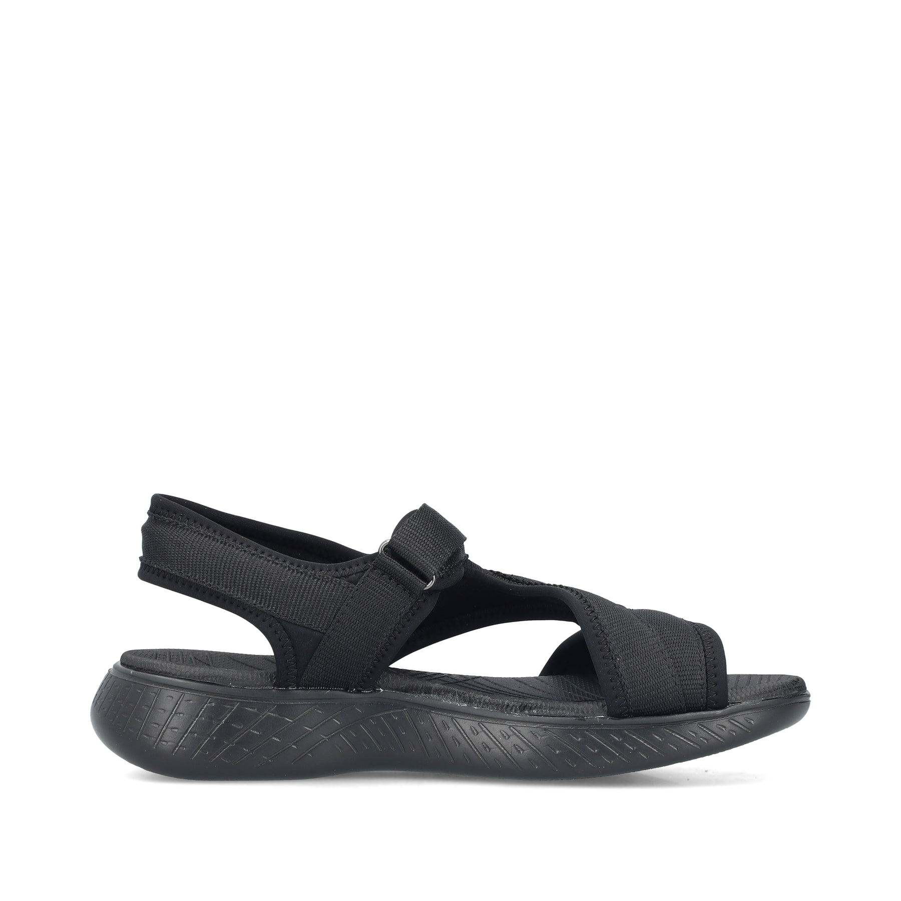 Sandales De Trekking Rieker Pour Femme - Noir Textile, Double Velcro, Semelle EVA Légère - Modèle V2166