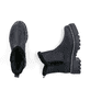 Schwarze Rieker Damen Chelsea Boots 74082-00 mit Fellschaftrand. Schuh von oben, liegend.