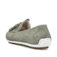 Grüne Rieker Damen Loafer 46886-52 in Löcheroptik sowie extra weicher Decksohle. Schuh von hinten.