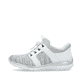 Graue Rieker Damen Slipper L32G4-40 mit Ready2GO Slip-in Funktion sowie Gummizug. Schuh Außenseite.