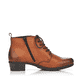 Karamellbraune Rieker Damen Stiefeletten Y0742-24 mit Schnürung und Reißverschluss. Schuh Innenseite