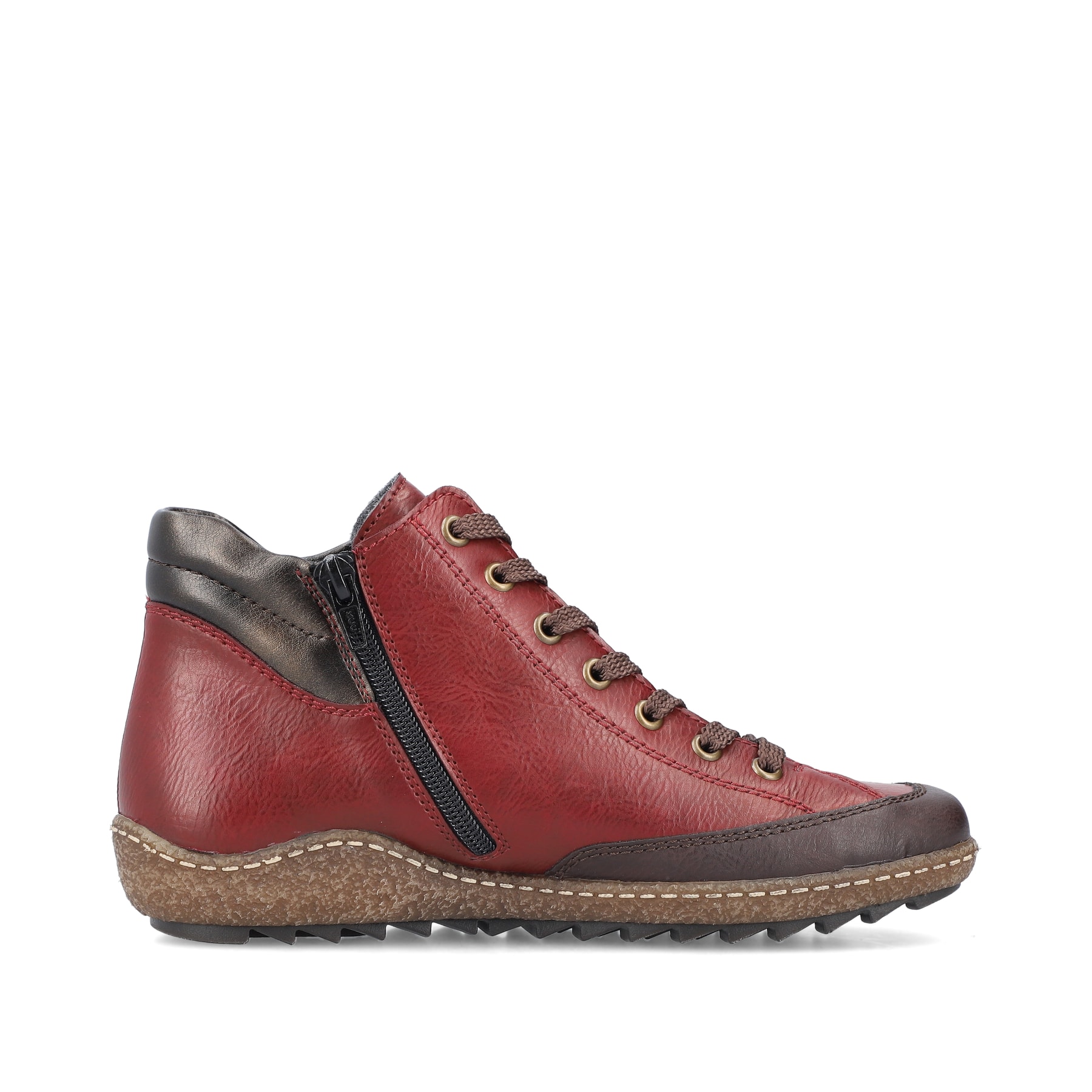 Rote Rieker Damen Kurzstiefel L7500-35 mit wasserabweisender RiekerTEX-Membran. Schuh Innenseite.