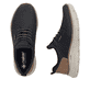 Mocassins Rieker noirs pour hommes B1850-00 avec la semelle lightsole+. Chaussure vue de dessus, couchée.