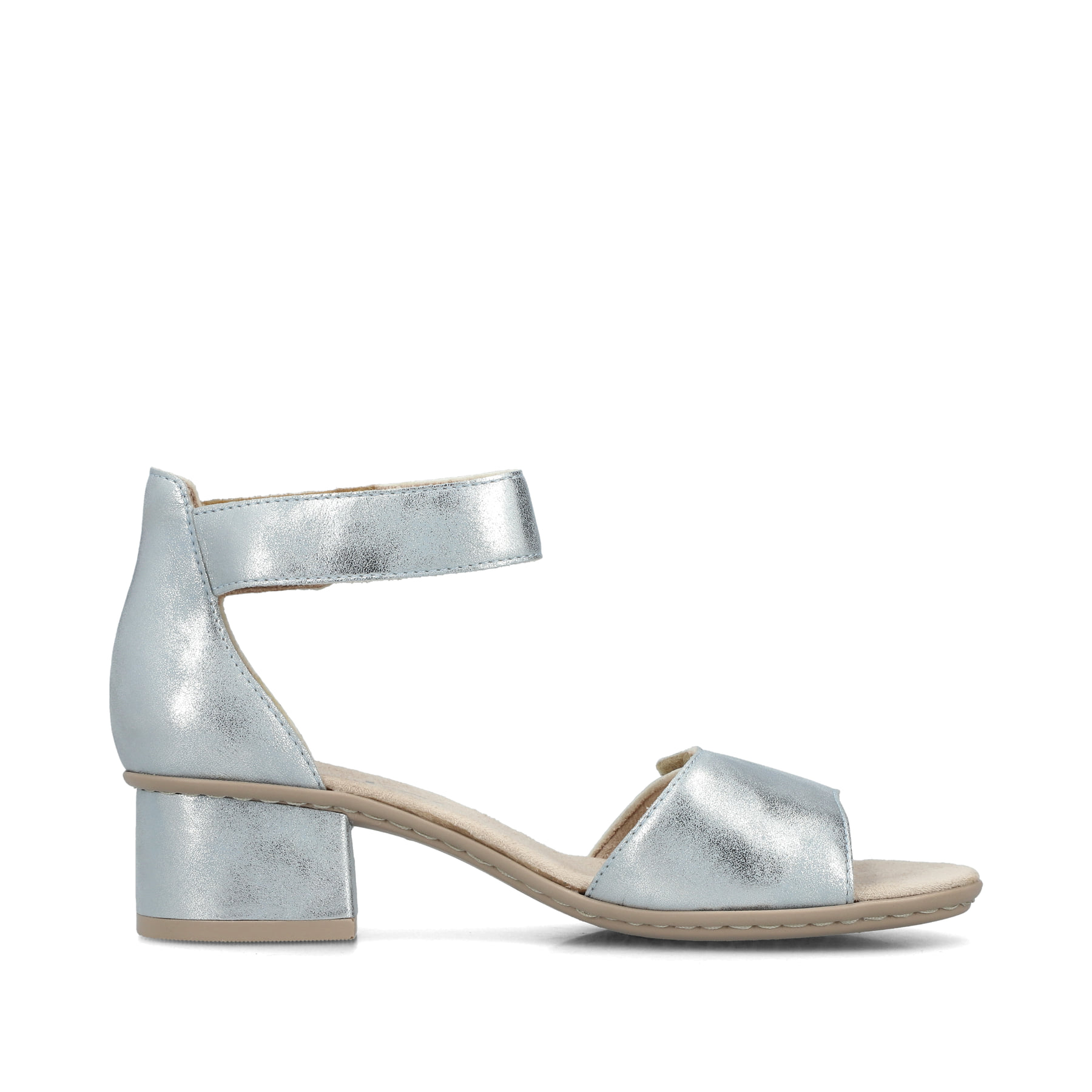 Blaue Rieker Riemchensandaletten 64960-12 mit einem Klettverschluss. Schuh Innenseite.