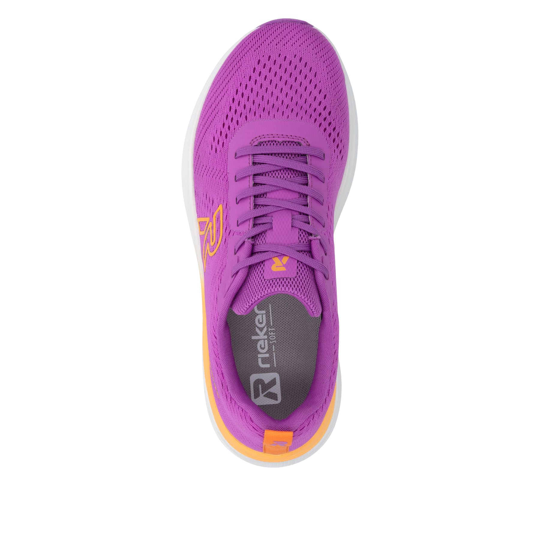 Rosa Rieker Sport Damen Sneaker Low W4101-30. Schuh von oben.