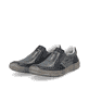 Blaue Rieker Herren Slipper 04052-12 mit einem Gummizug sowie der Extraweite H. Schuhpaar seitlich schräg.