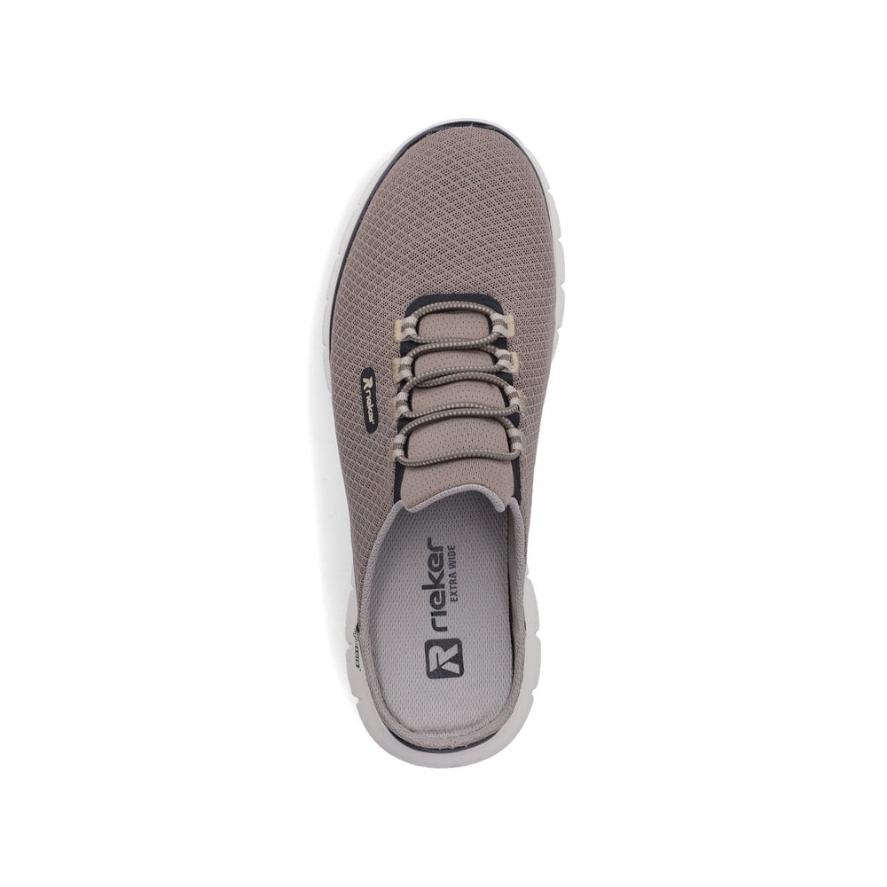 Sabots Rieker beiges pour homme B6681-64 avec bande élastique. Chaussure vue de dessus.