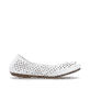 Weiße Rieker Ballerinas 41489-80 mit dekorativer Schleife sowie einem Gummizug. Schuh Innenseite.