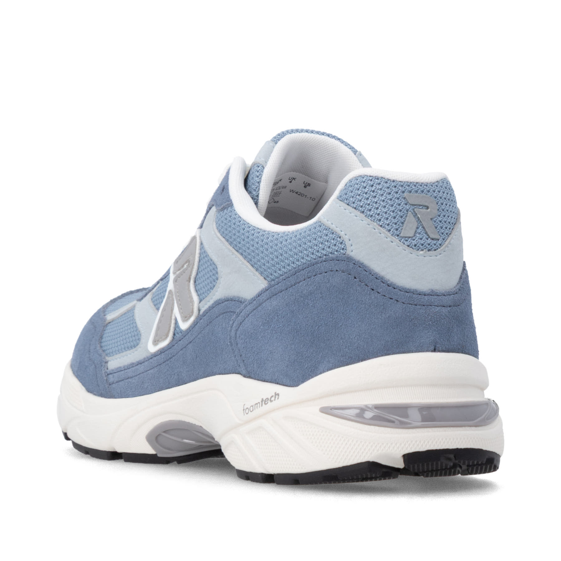 Blaue Rieker Sport Damen Sneaker Low W4201-10. Schuh von hinten.