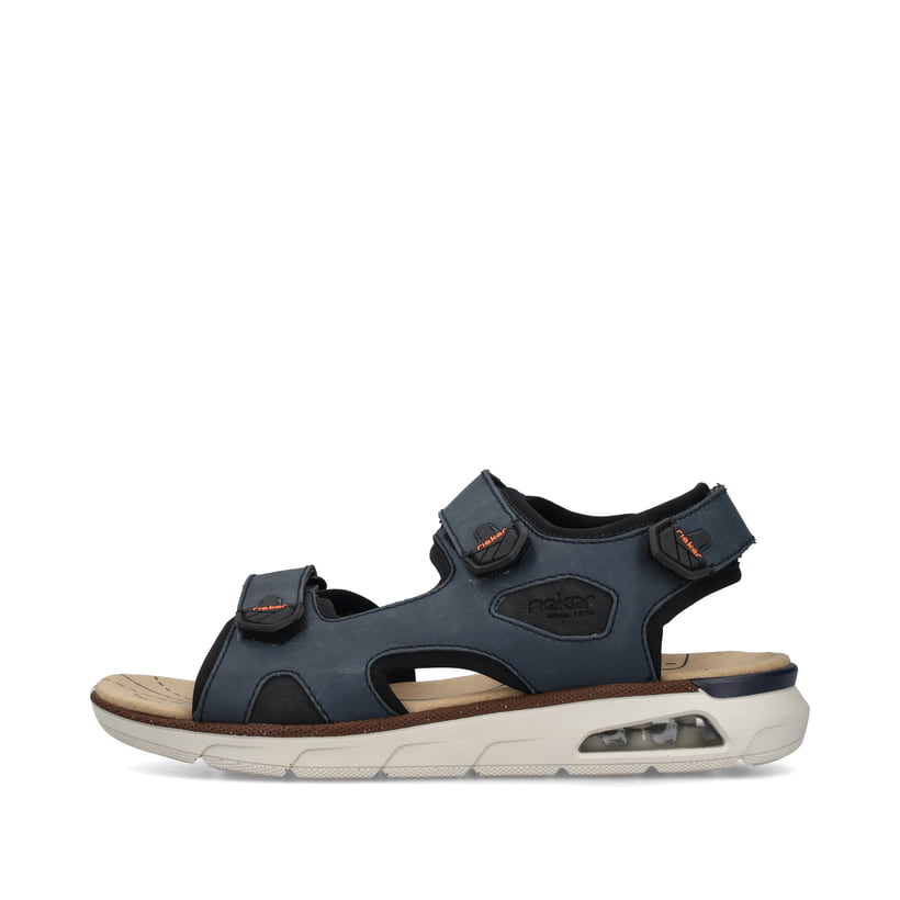 Blaue Rieker Herren Trekkingsandalen 29151-14 mit Rieker Air Sohlenfenster. Schuh Außenseite.