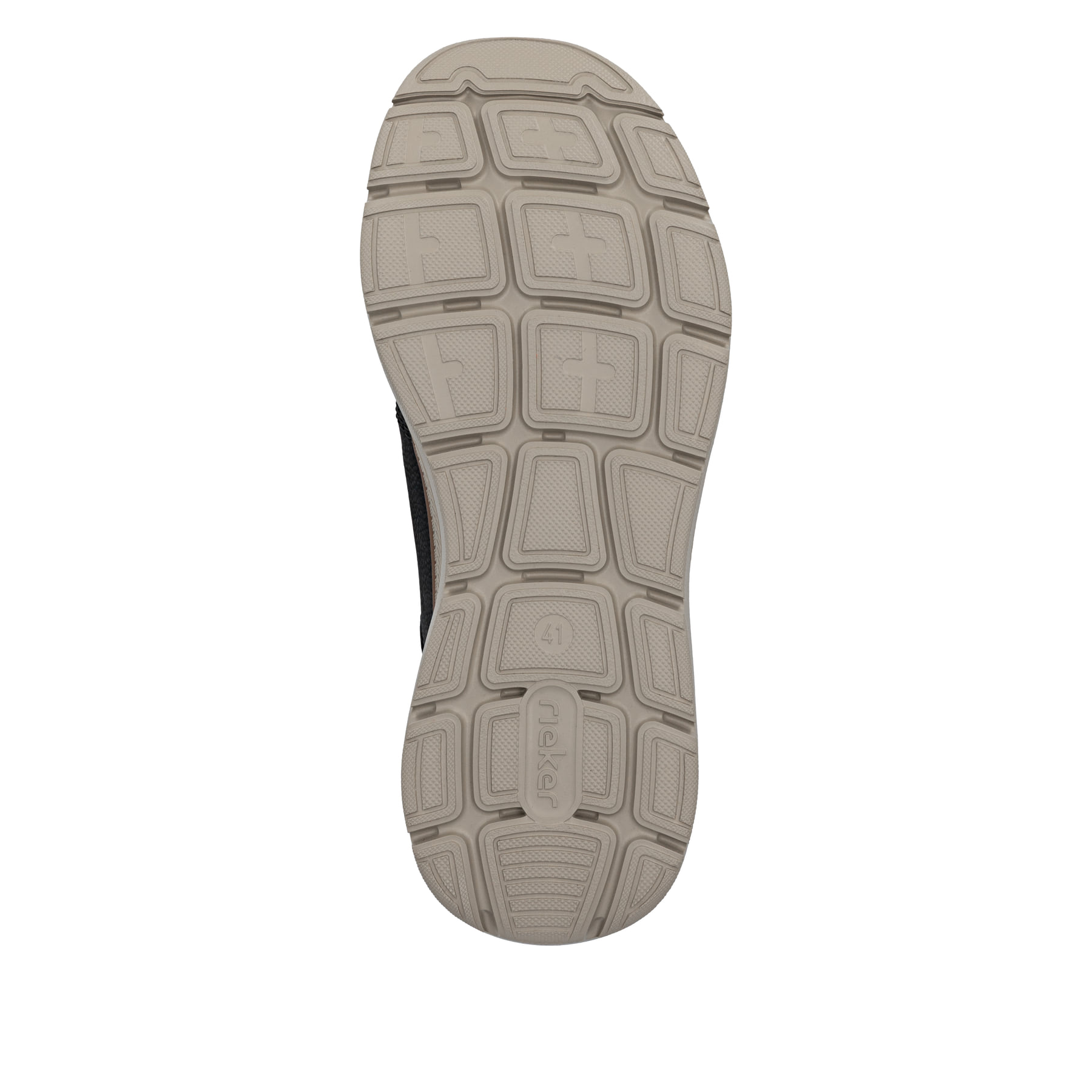 Mocassins Rieker noirs pour hommes B1850-00 avec la semelle lightsole+. Semelle extérieure de la chaussure.