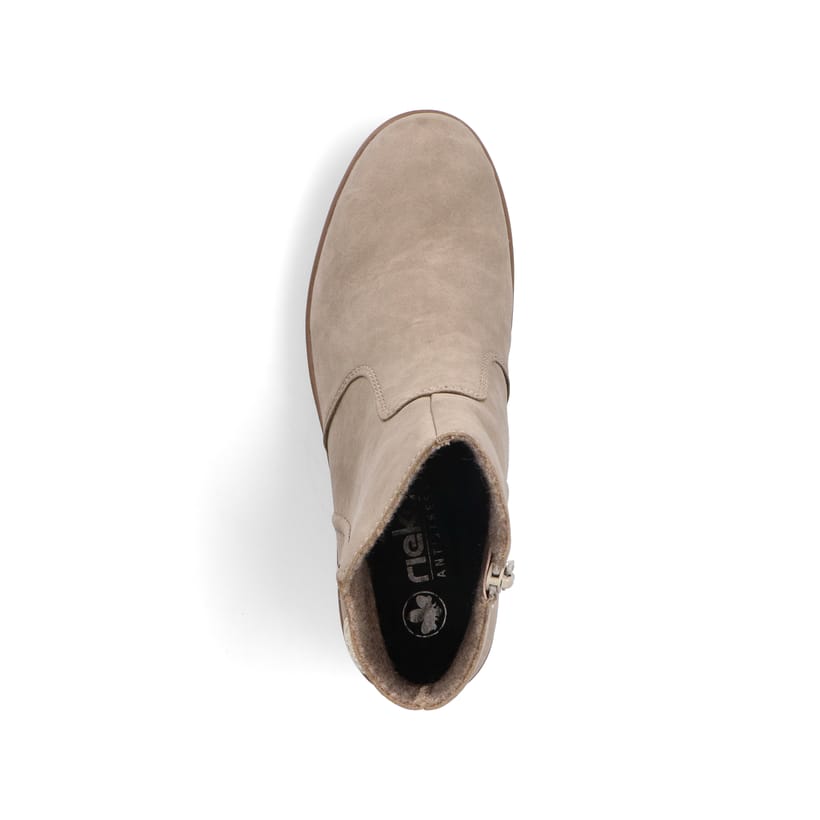 Asphaltschwarze Rieker Damen Hochschaftstiefel Y4760-00 mit einer leichten Sohle. Schuh Innenseite