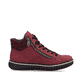 Dunkelrot-schwarze Rieker Damen Schnürstiefel Z4263-35 mit einem Reißverschluss. Schuh Innenseite.